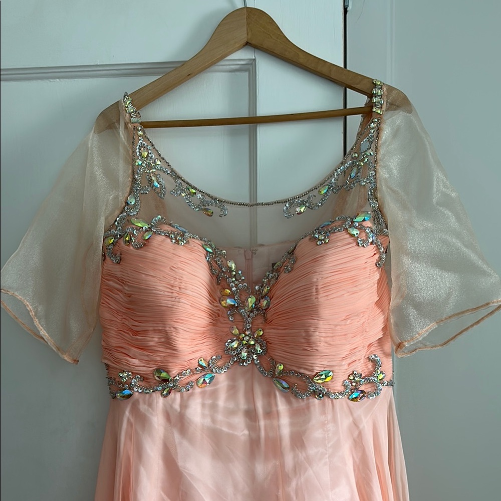 Dave & Johnny Coral Embellished Gown